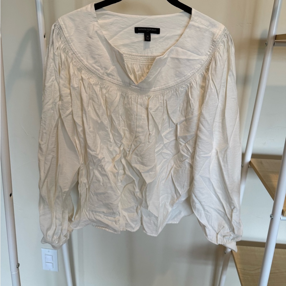Banana Republic Cream Long Sleeve Blouse